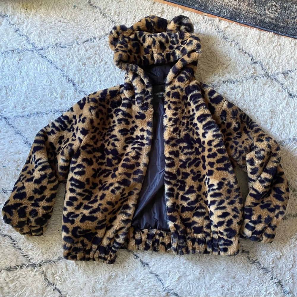 wild fable leopard print faux fur coat
